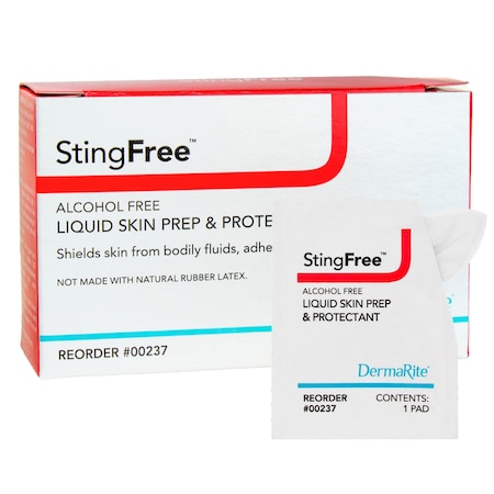 Stingfree Alcohol-Free Liquid Skin Prep & Shield StingFree Skin Barrier Wipe, NonSterile, Alcohol-Free, 2in x 2.5in, 50PK 00237